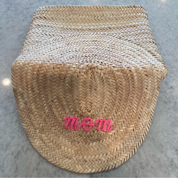 Poolside “Mom” Straw Envelope Clutch Bag